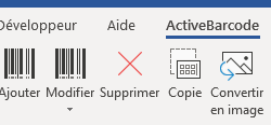 ActiveBarcode: Complément de code-barres pour Microsoft® Word® 365, 2021, 2019, 2016, 2013, 2010