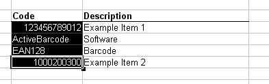 Etiquettes de code à barres avec données importées