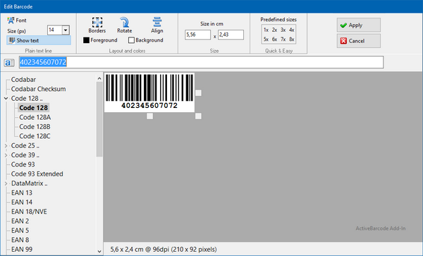 Barcode, PowerPoint