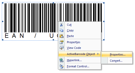 Barcode, Word 2007