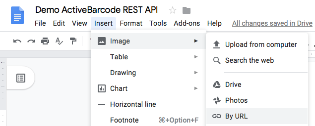 ActiveBarcode: Demo ActiveBarcode REST API @ Google Docs