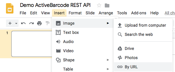 Demo ActiveBarcode REST API @ Google Slides