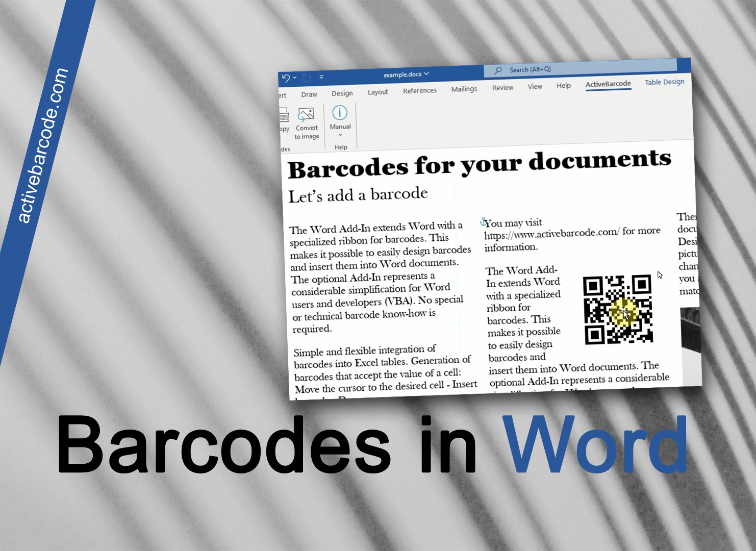 ActiveBarcode: Comment intégrer un code-barres dans un document Word.